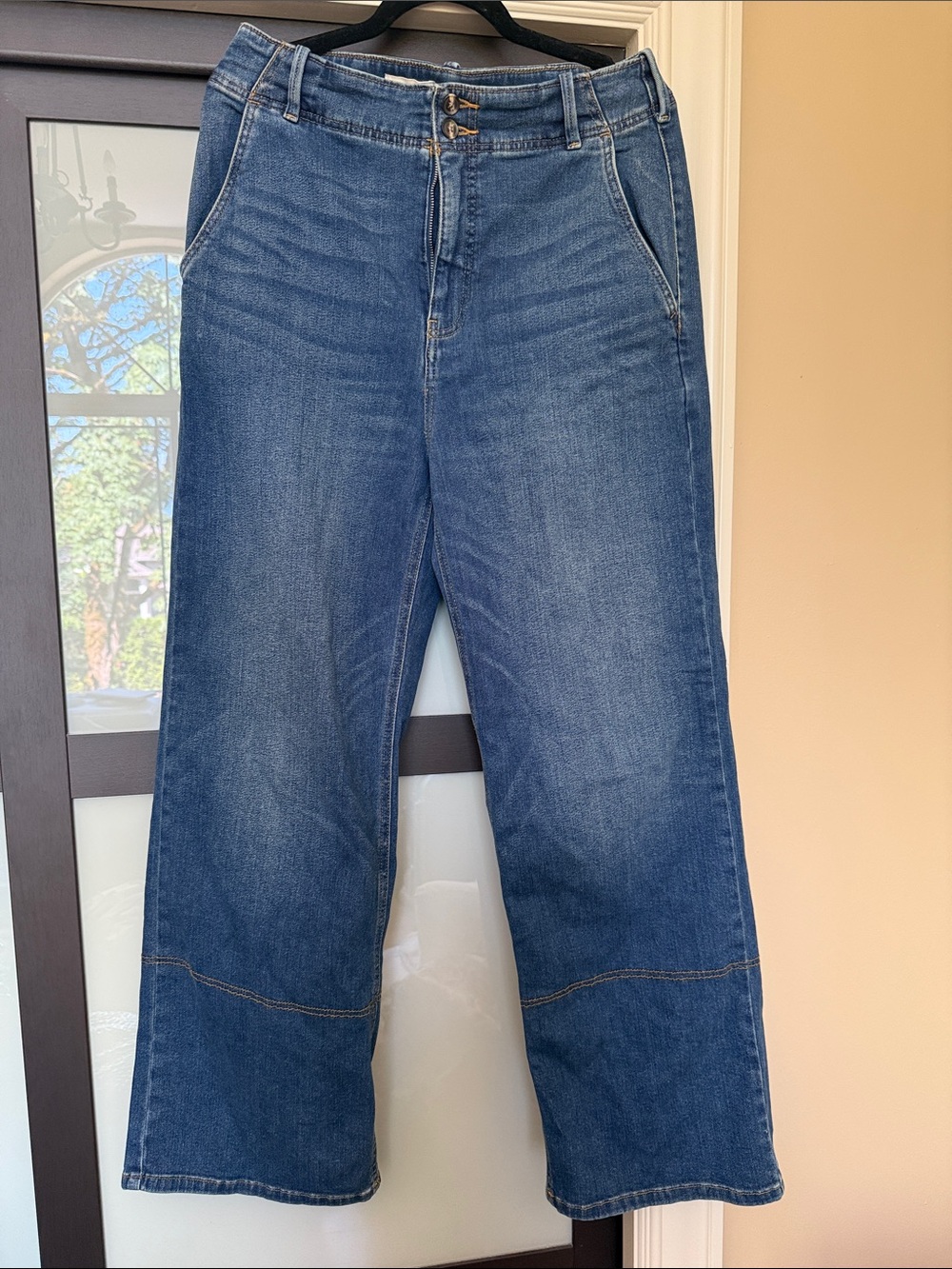 Pilcro Wide-Leg Jeans in Medium Blue Wash